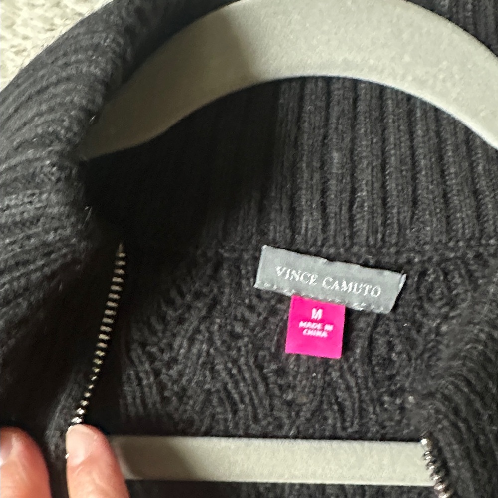 Vince Camuto Pointelle turtleneck sweater cardigan. - Picture 3 of 6